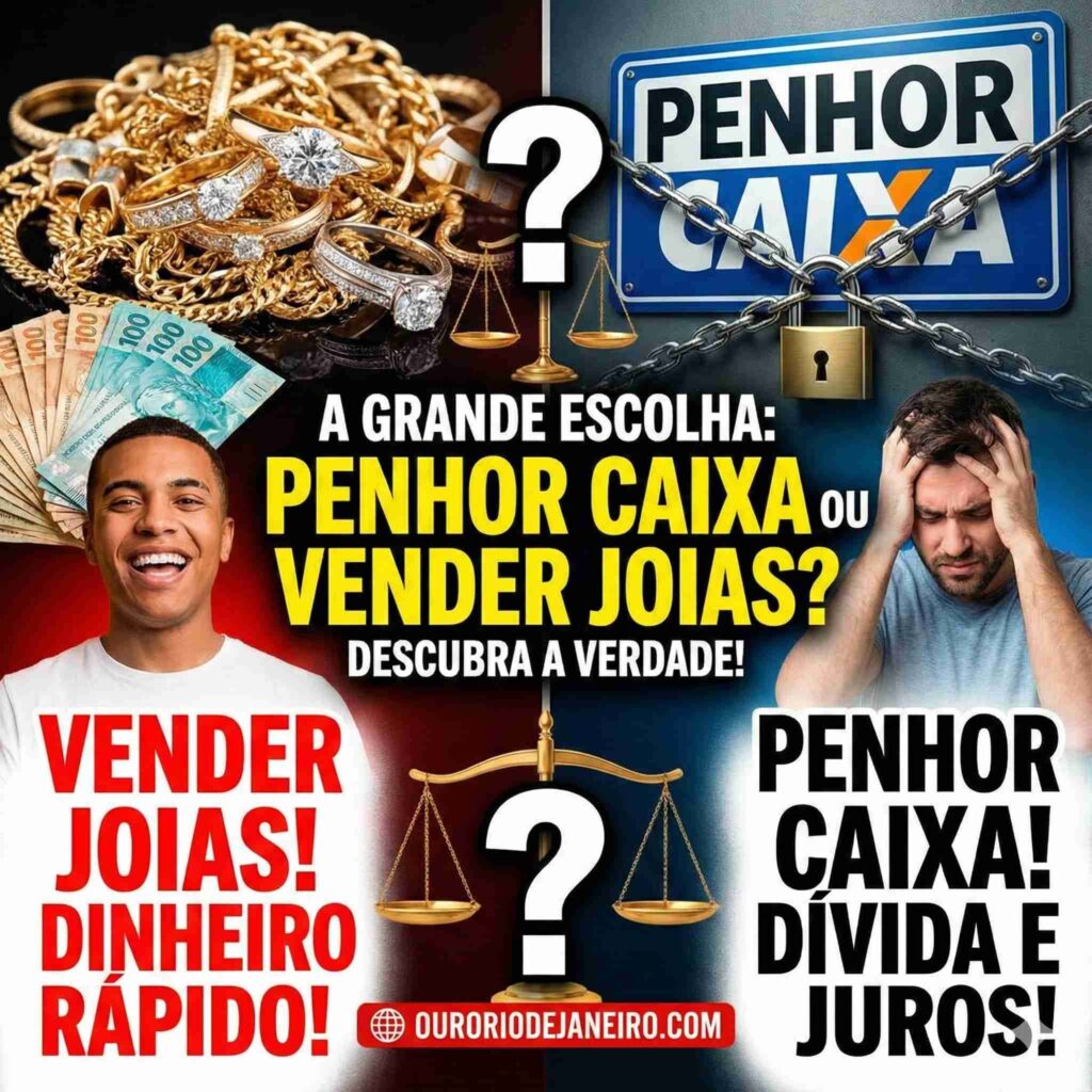 Comparativo de valores entre Penhor Caixa e Venda de Joias no Mercado