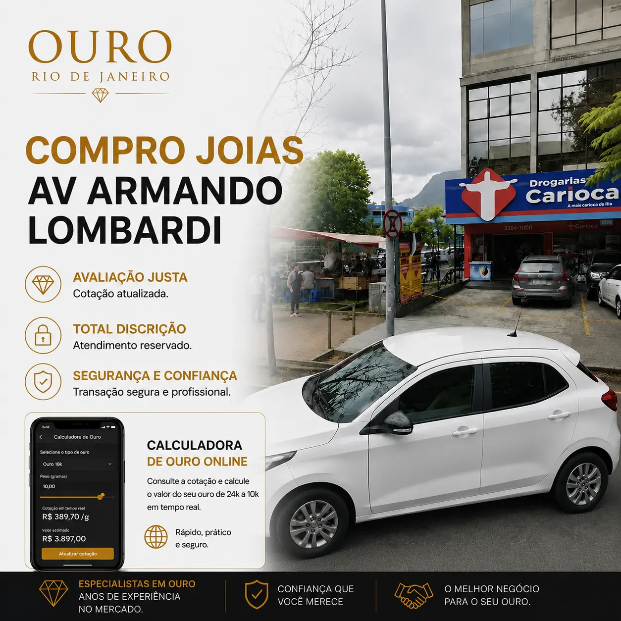 Compro Joias na Av. Armando Lombardi: Avaliação Técnica e Cotação Real no Jardim Oceânico